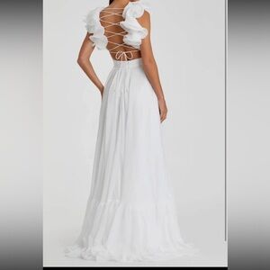 MAC DUGGAL Ruffle Tiered Cut-Out Chiffon Gown Bridal